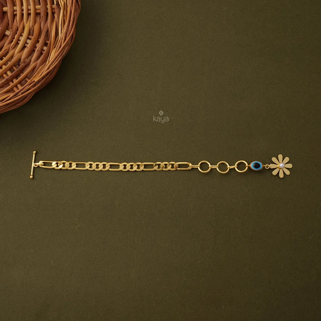 AS100990 -Gold Toned simple Bracelet (Hand chain)