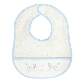 Auraluz Blue Terry Cloth Bib with Rocking Horses