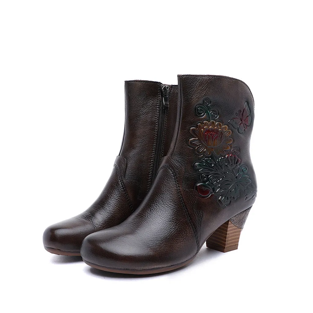 Autumn Winter Leather Retro Women's Boots | Gift Shoes