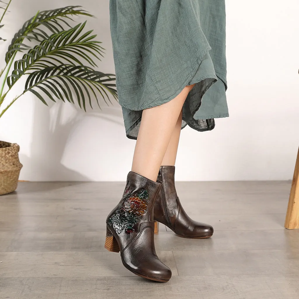 Autumn Winter Leather Retro Women's Boots | Gift Shoes