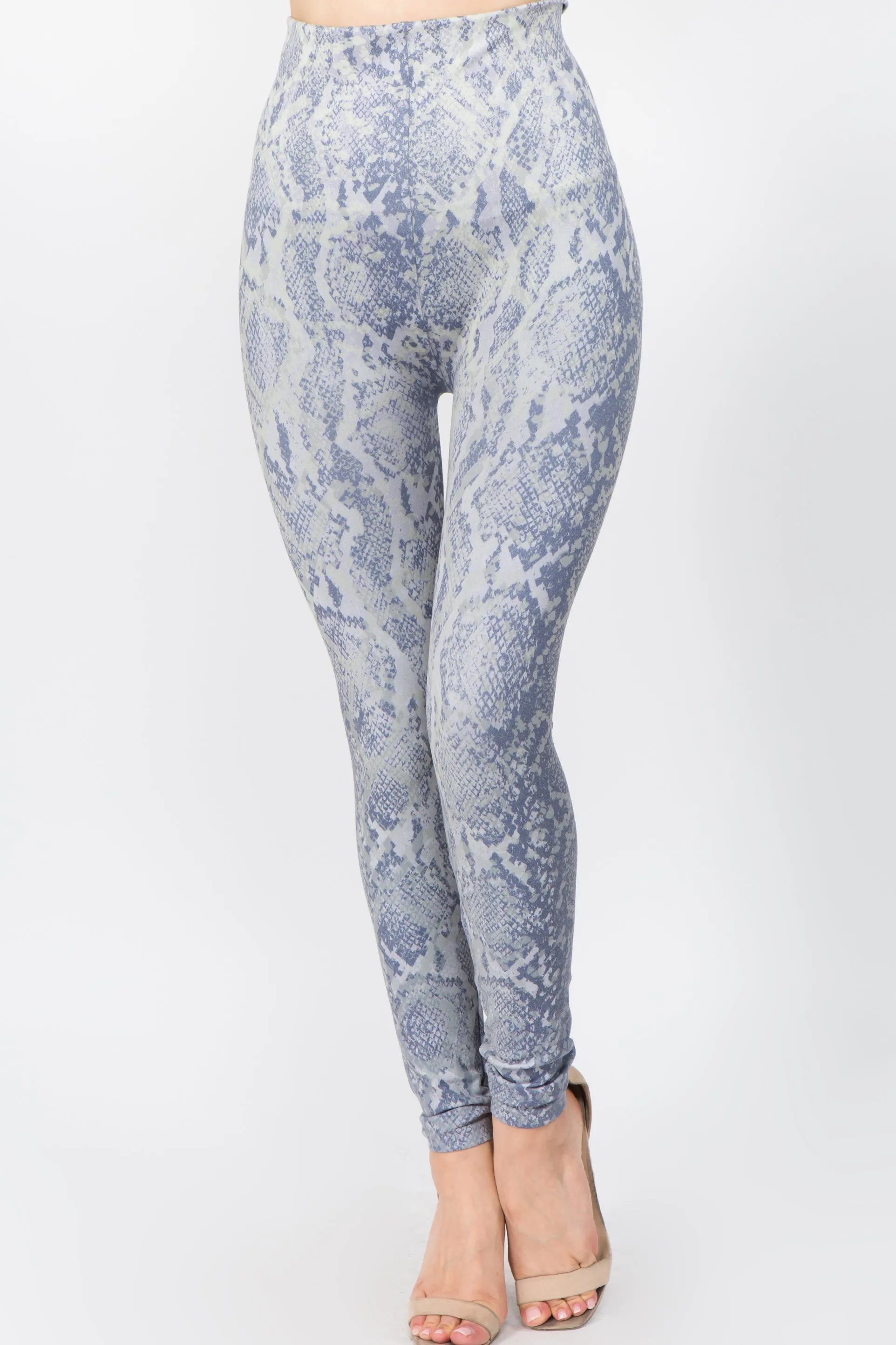 B4292AX High Waist Full Length Legging Snakeskin Print