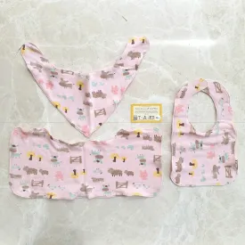 Baby Girl 3 pcs Burp Cloth and Bib Set