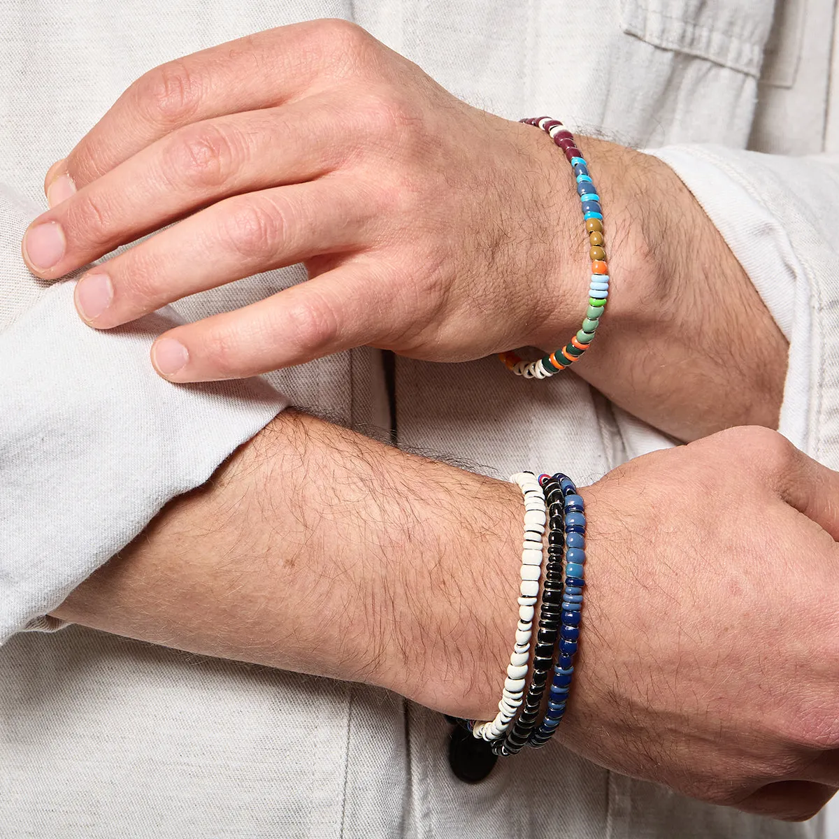 Bead Party Men's Maroon Multi Enamel Bracelet