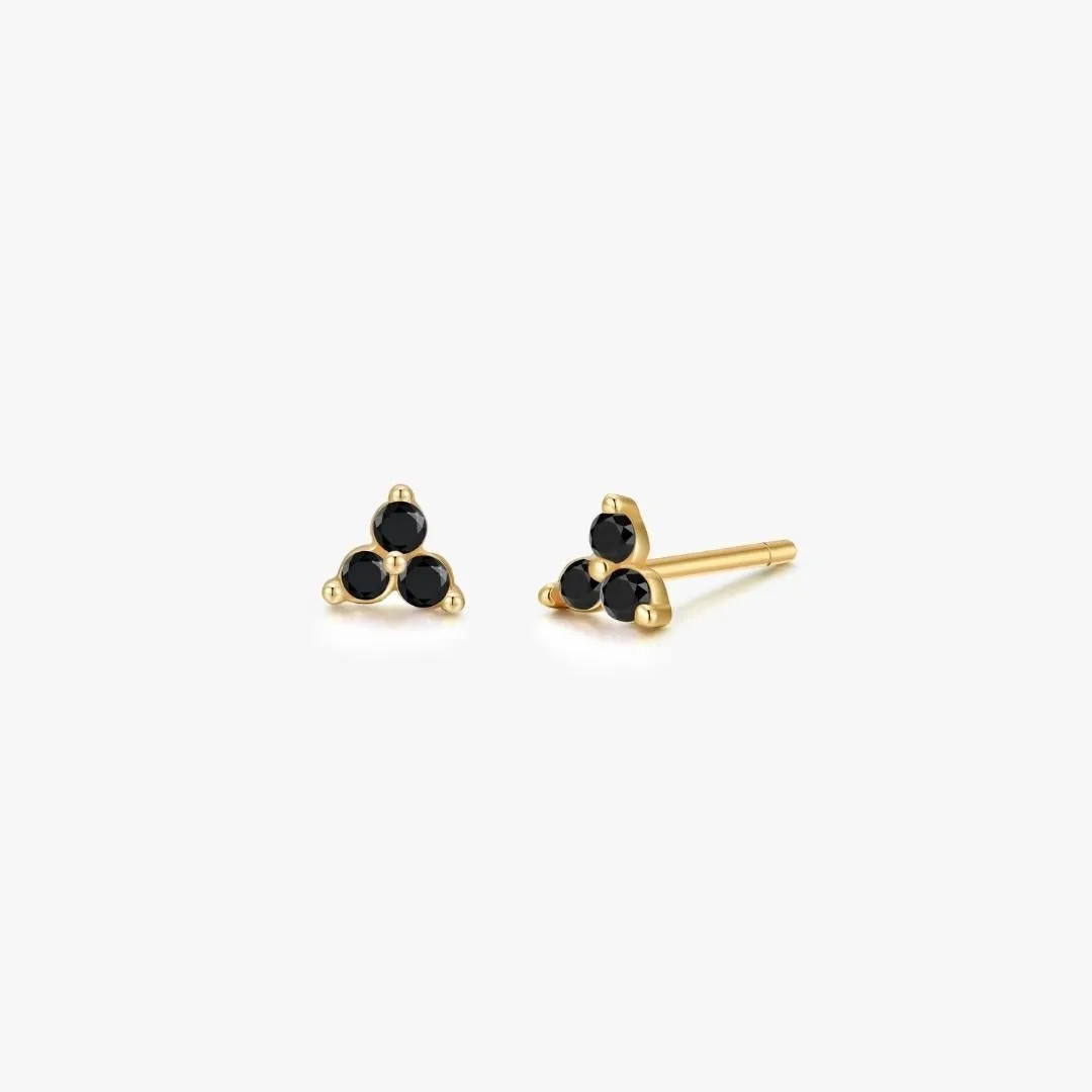 Black Twinkle Sterling Studs in Gold