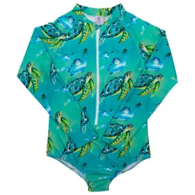 Blue Turtle Women's Long Sleeve Zip Swimmers