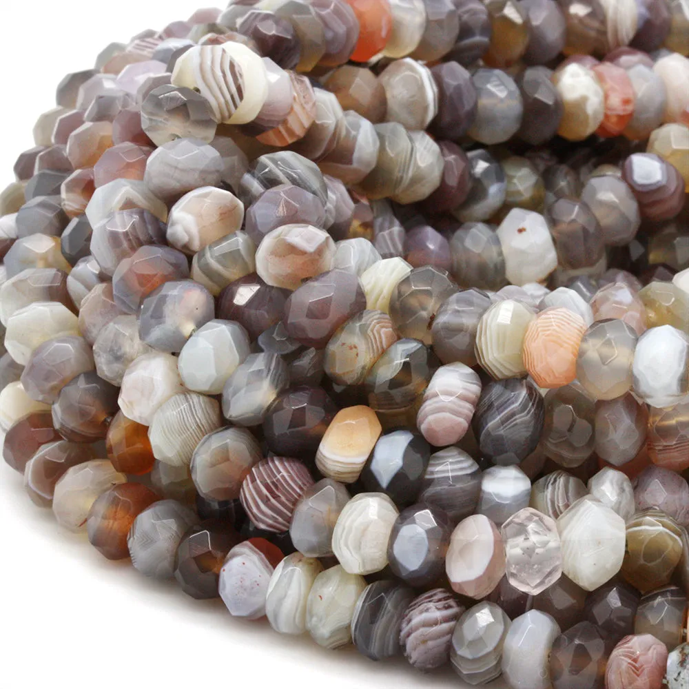 Botswana Agate Faceted Rondelle Beads 5x8mm - 35cm Strand