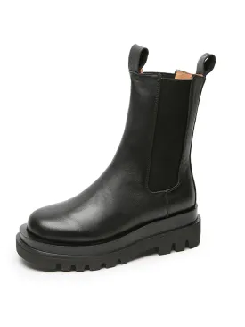 'Brenda' Elastic Black Chunky Boots