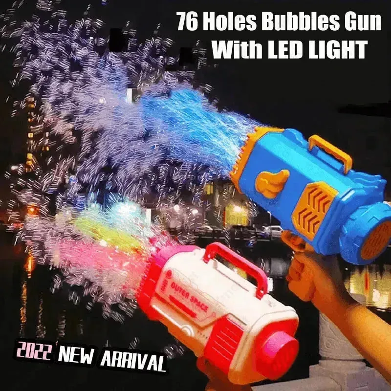 Bubble Gun Rocket 69 Holes Soap Blower With Light