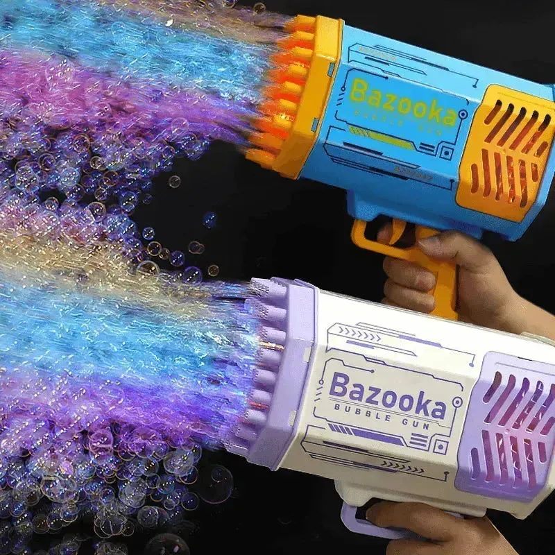 Bubble Gun Rocket 69 Holes Soap Blower With Light