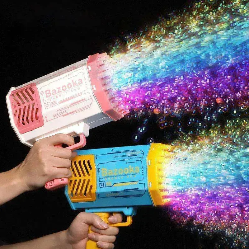 Bubble Gun Rocket 69 Holes Soap Blower With Light