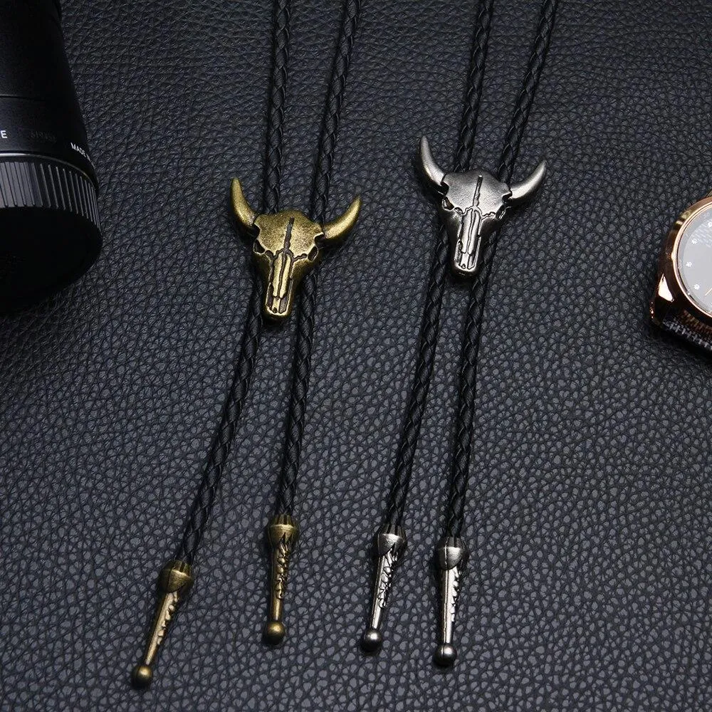 Bull Skull Head Bolo Tie