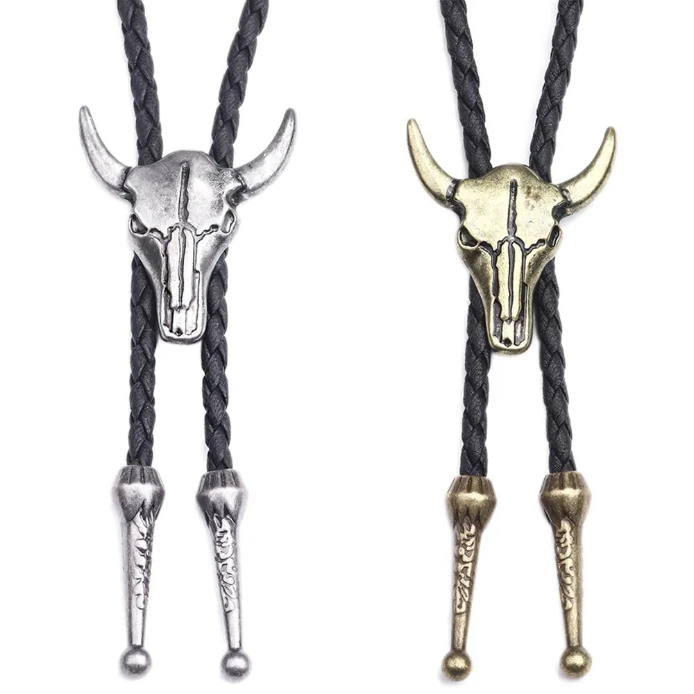 Bull Skull Head Bolo Tie