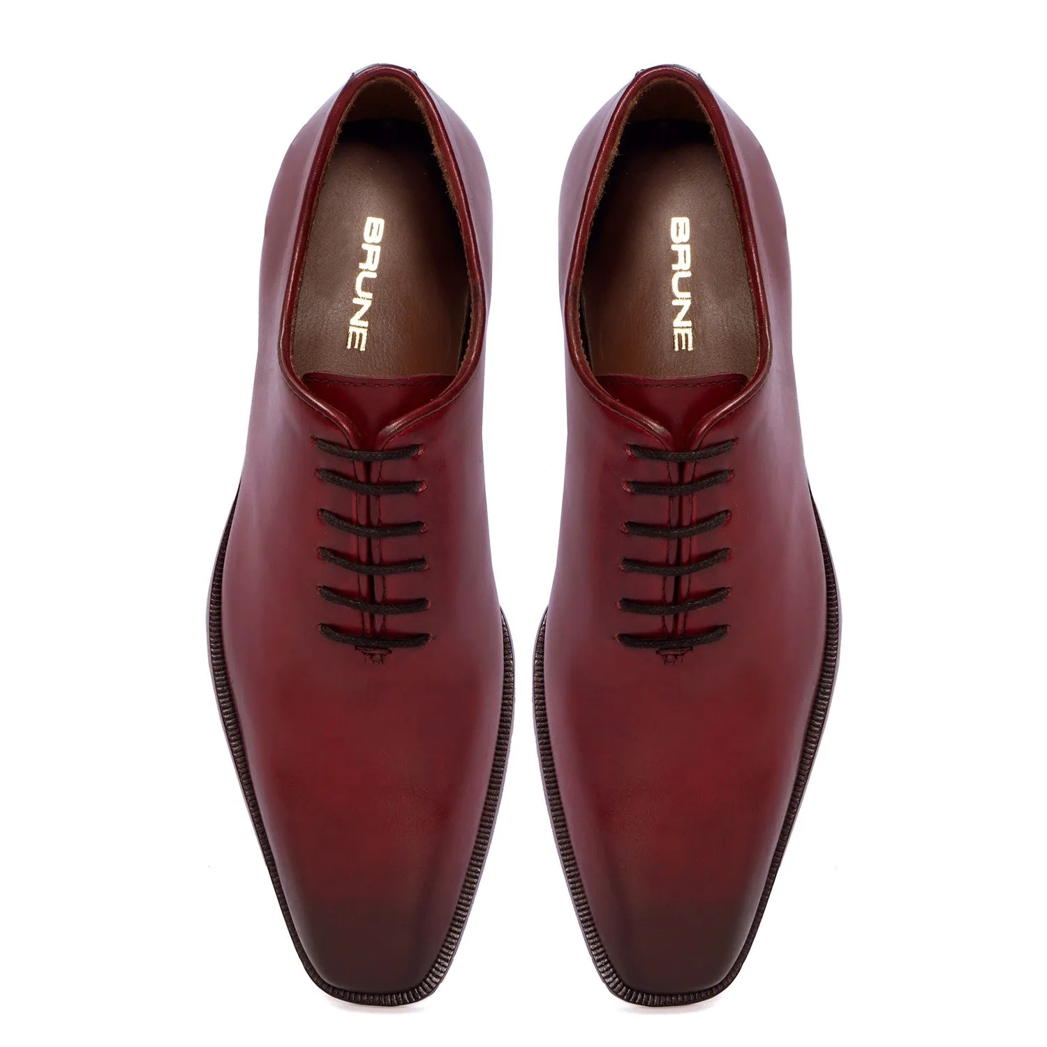 Burnished Wine Oxford Lace-Up Formal Shoes