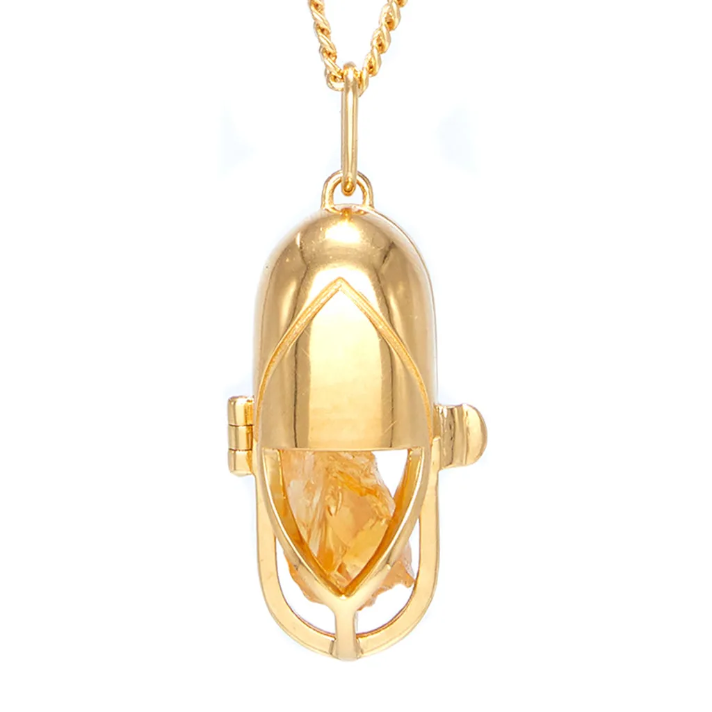 Capsule Crystal Pendant - 24ct Gold Vermeil