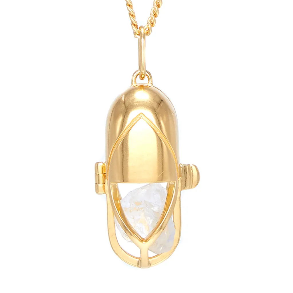 Capsule Crystal Pendant - 24ct Gold Vermeil