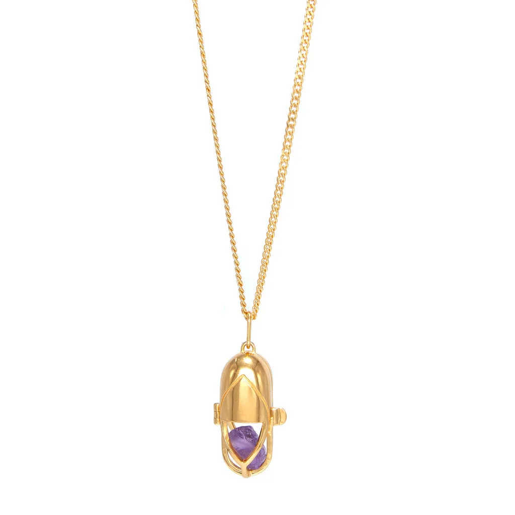 Capsule Crystal Pendant - 24ct Gold Vermeil