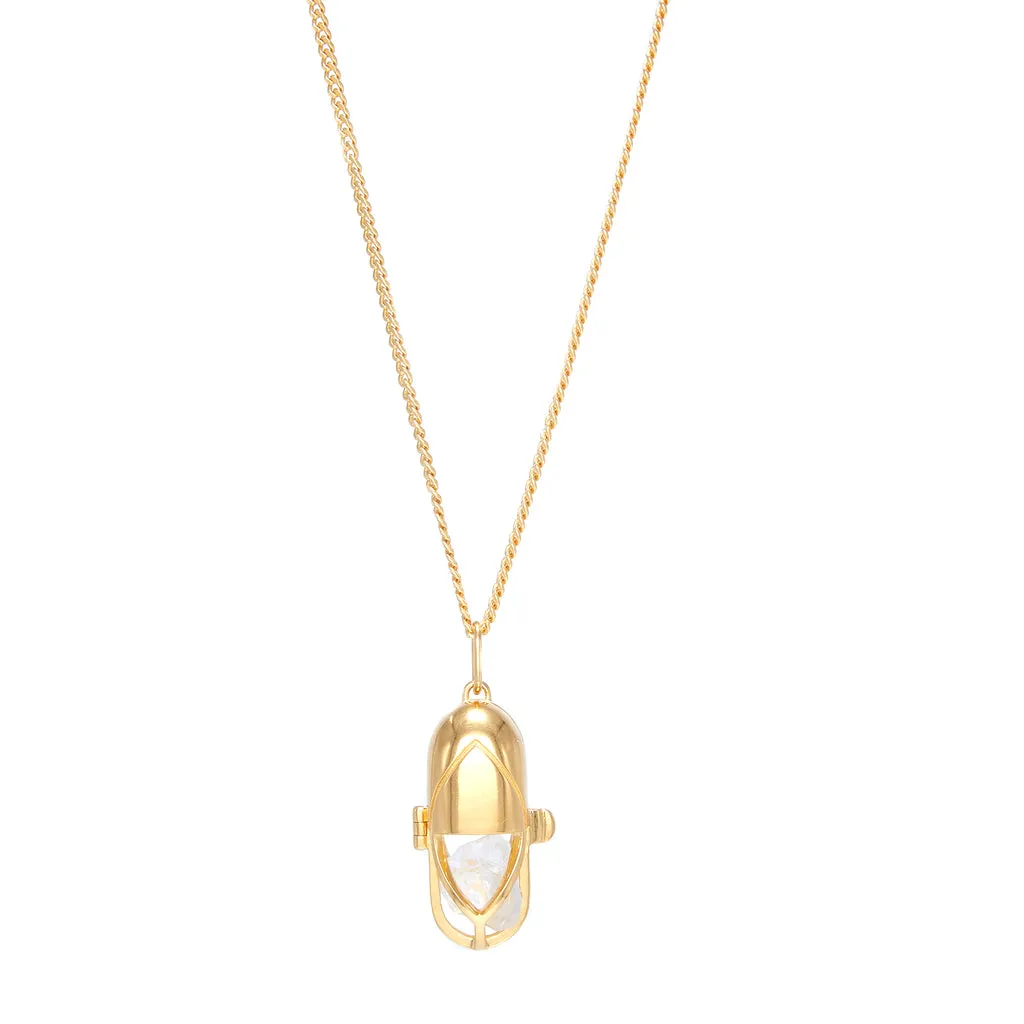 Capsule Crystal Pendant - 24ct Gold Vermeil