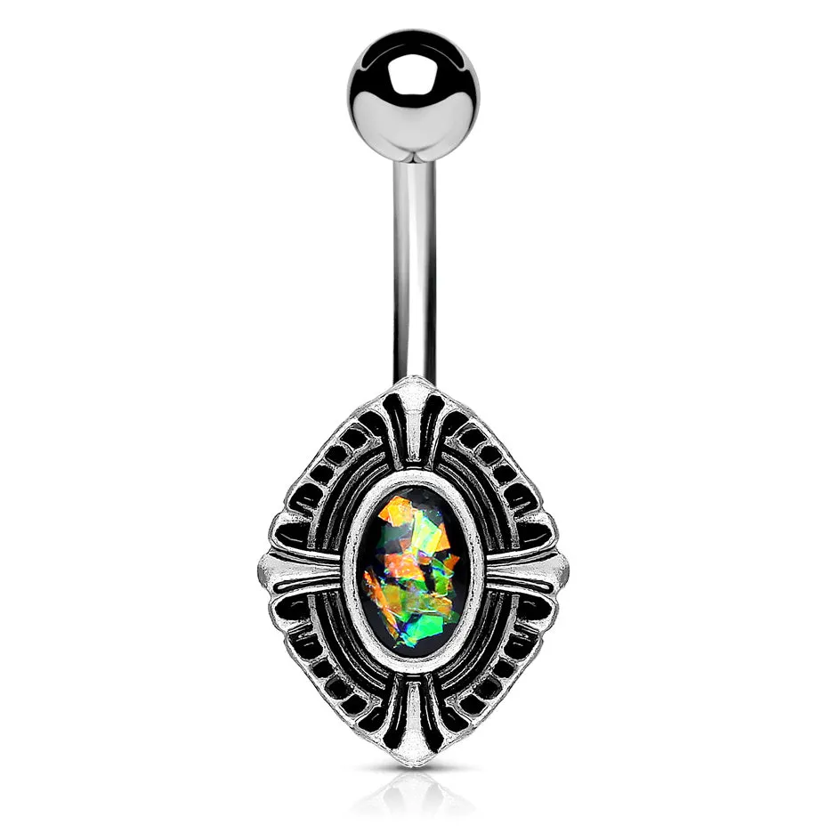 Celtic Cross Opal Belly Bar