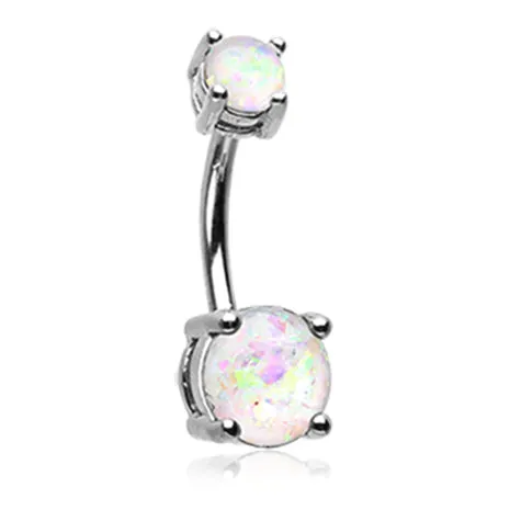 Classic Prong Opal Gleam Belly Bars