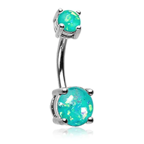 Classic Prong Opal Gleam Belly Bars