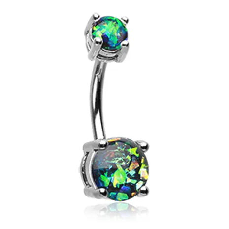 Classic Prong Opal Gleam Belly Bars