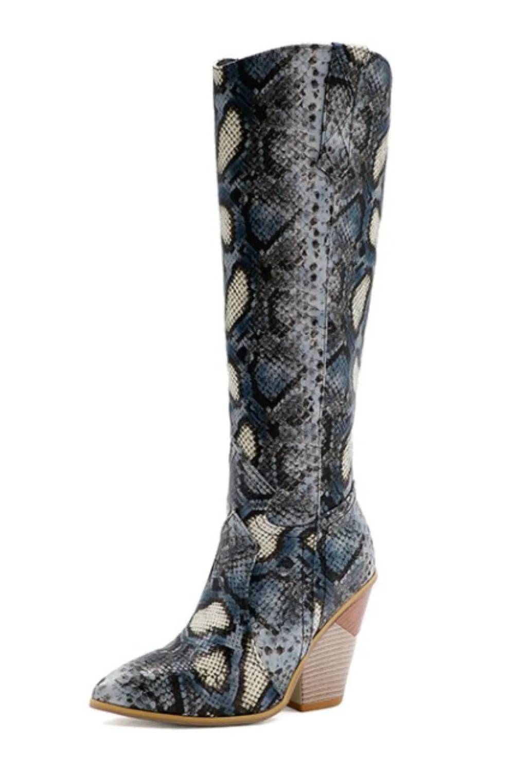 'Connie' Heeled Snakeskin Boots (3 Colors)