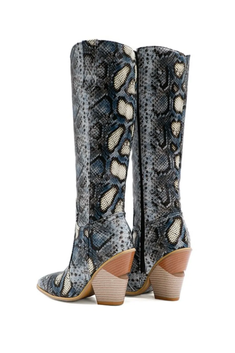 'Connie' Heeled Snakeskin Boots (3 Colors)