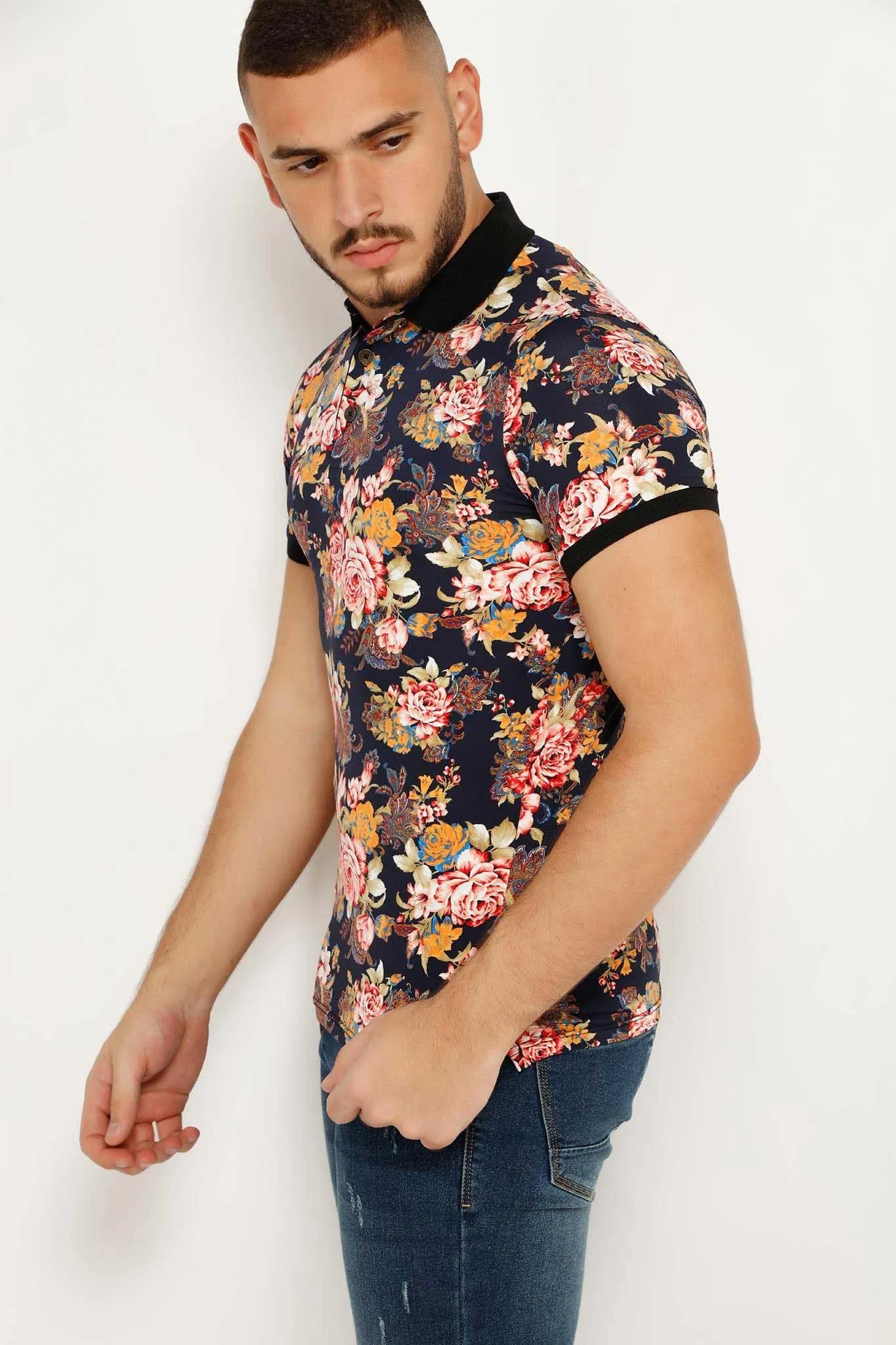 CRD FLORAL FANTASY MEN'S POLO TSHIRT 2101-14