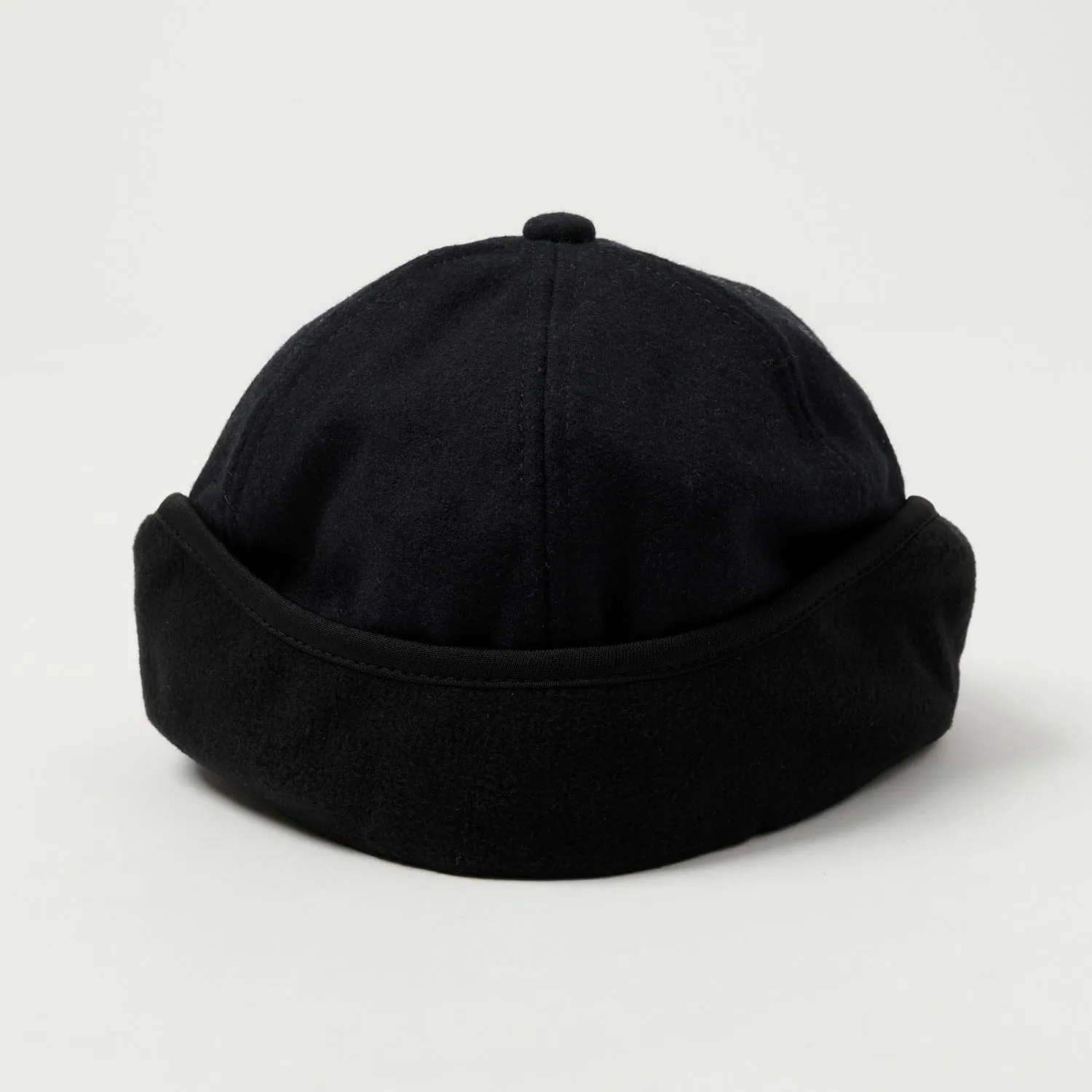 Crown Cap 6 Panel Melton Cap - Black