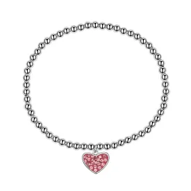 Crystal Heart Beaded Stretch Bracelet