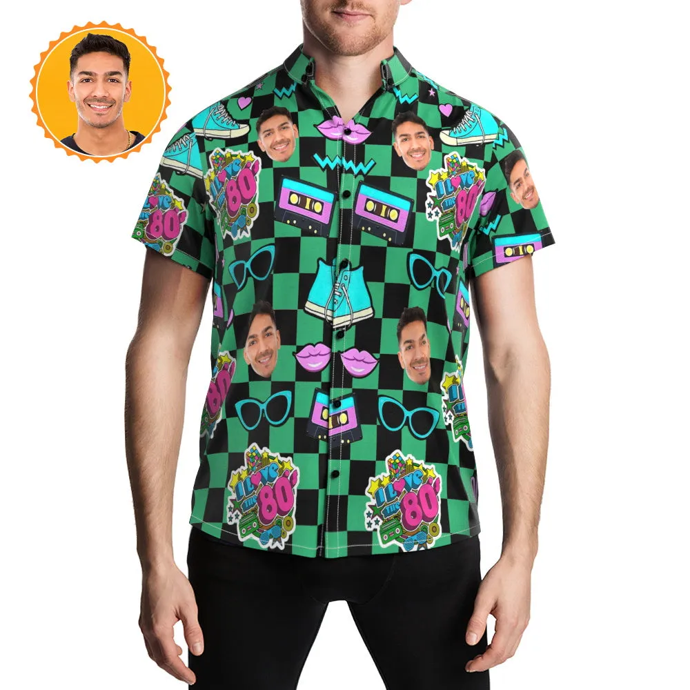 Customized Face Retro Hawaiian Shirt 80's Music Party Hawaii Shirts