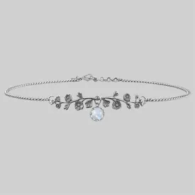 DARK BLOOM. Rainbow Moonstone Choker - Silver