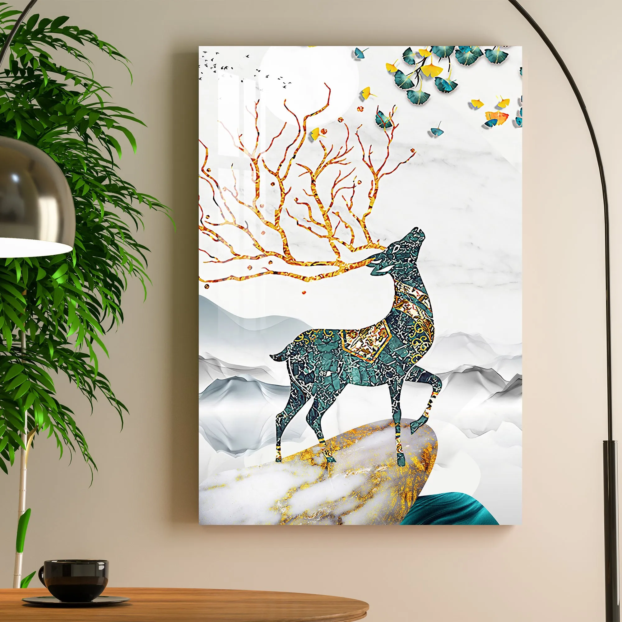 Deer With Unique Horns Acrylic Wall Art