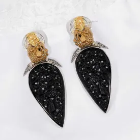 Designer Onyx Dual Tone Earrings