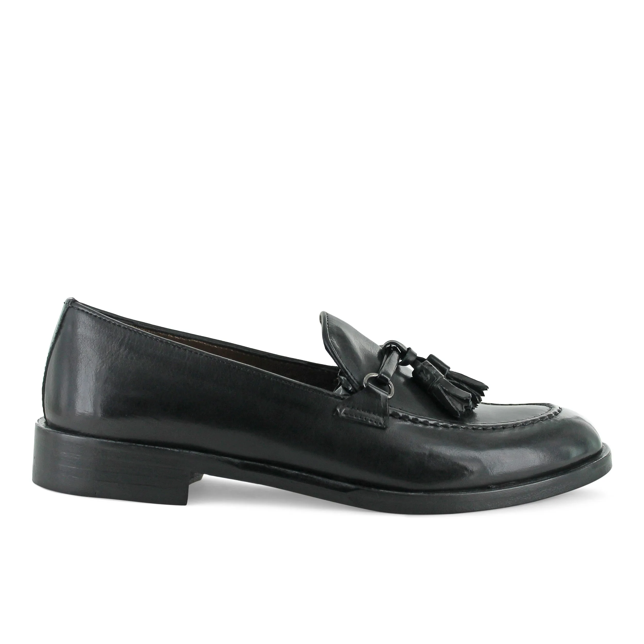 DOO7 - Black Leather Tassel Loafer