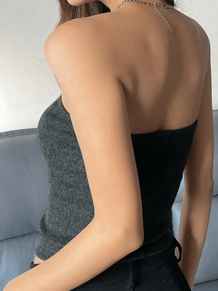 Double Zipper Cardigan Bandeau Tops