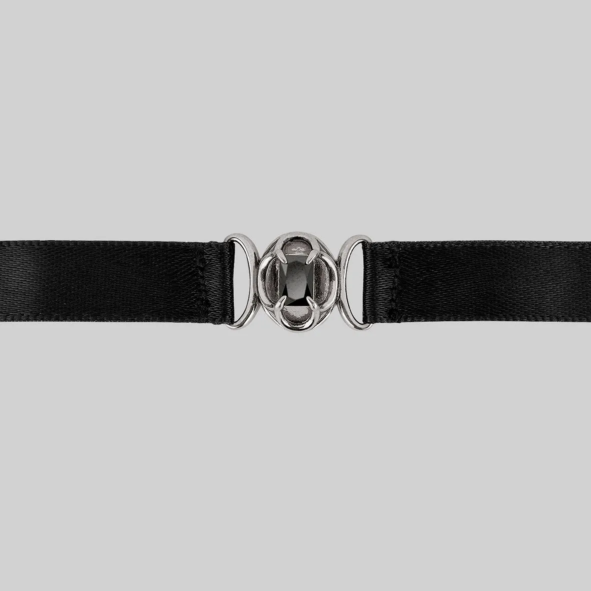 ELIZABETH. Black Spinel Tudor Satin Choker - Silver