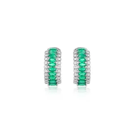 Emerald and Diamonds Hoops