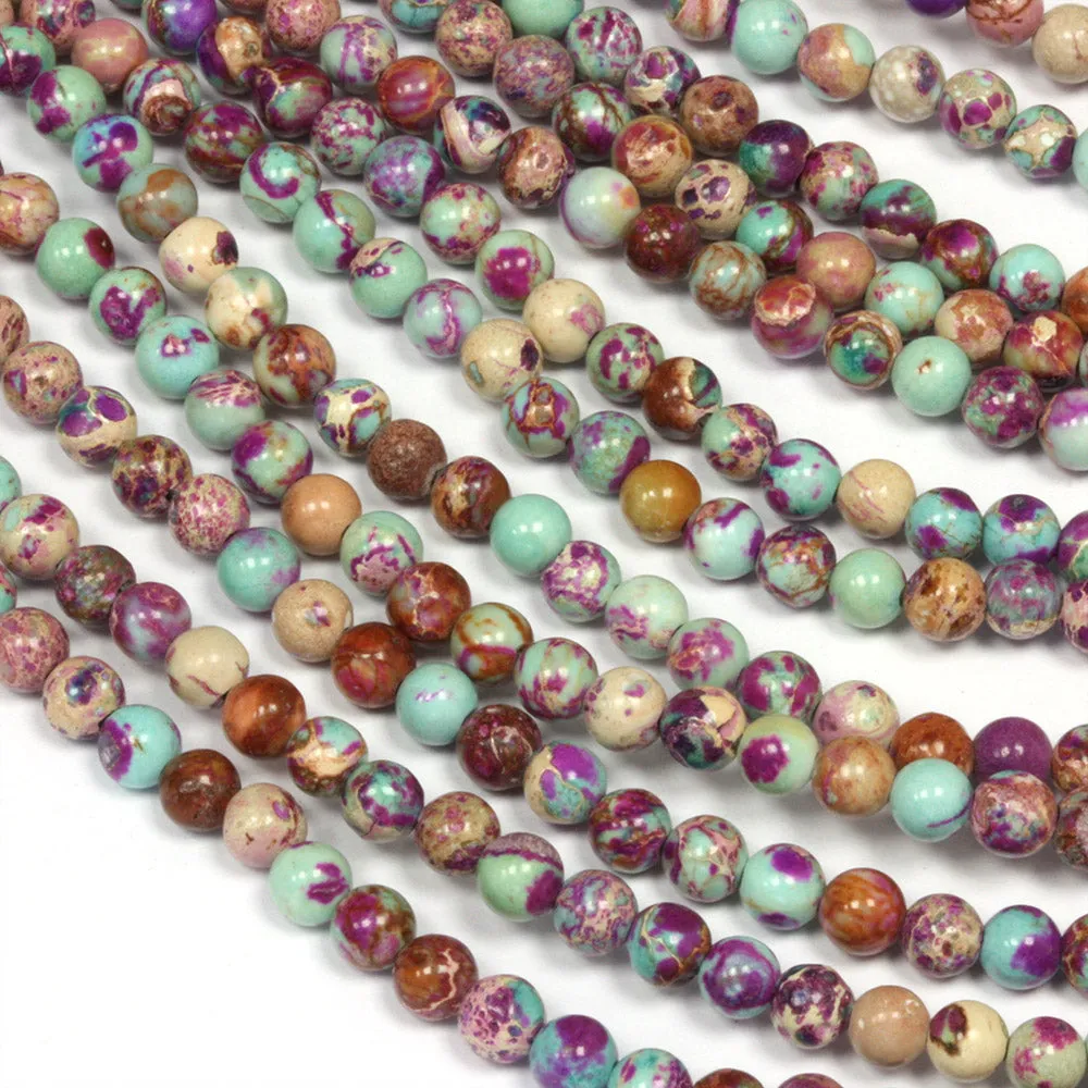 Empire Jasper Smooth Round Beads Mix 4mm - 35cm Strand