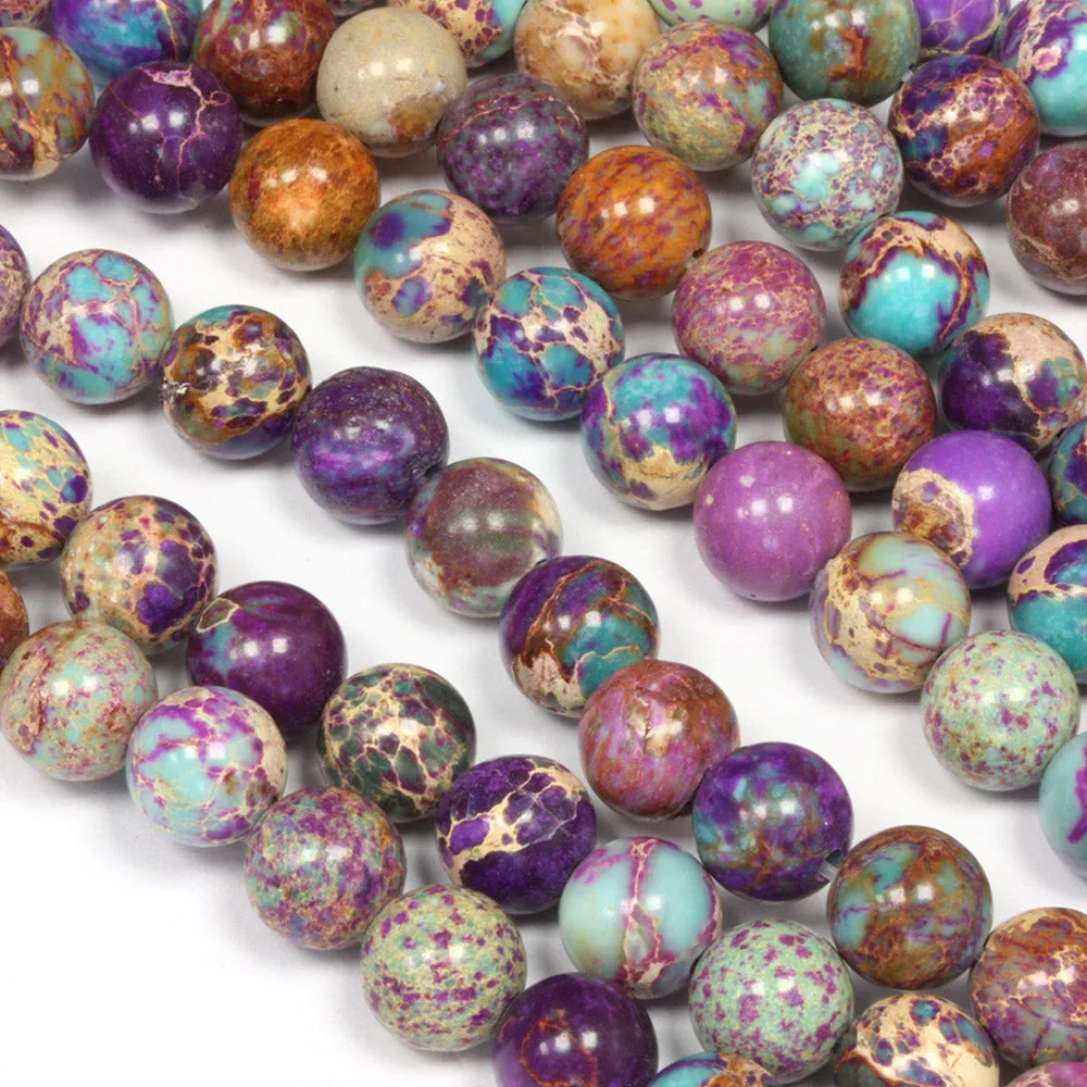 Empire Jasper Smooth Round Beads Mix 8mm - 35cm Strand