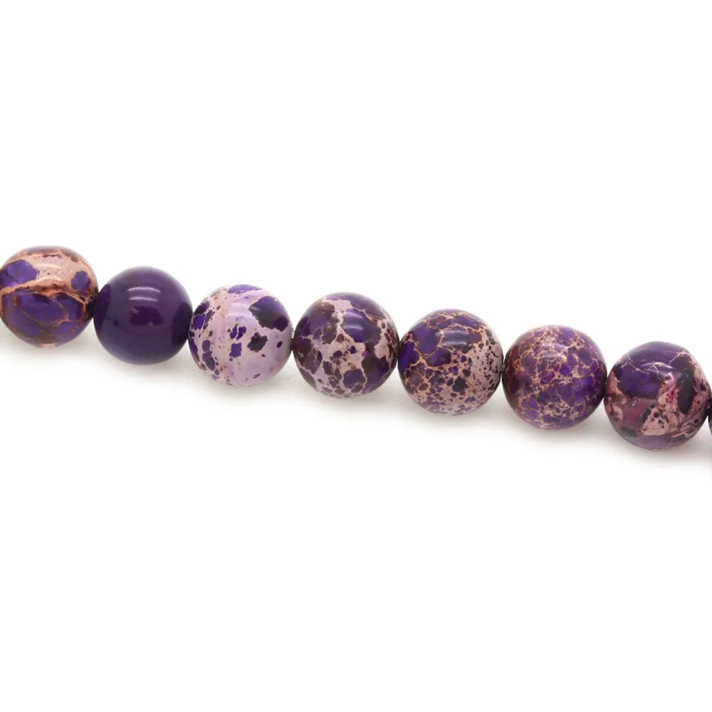 Empire Jasper Smooth Round Beads Purple 8mm - 35cm Strand