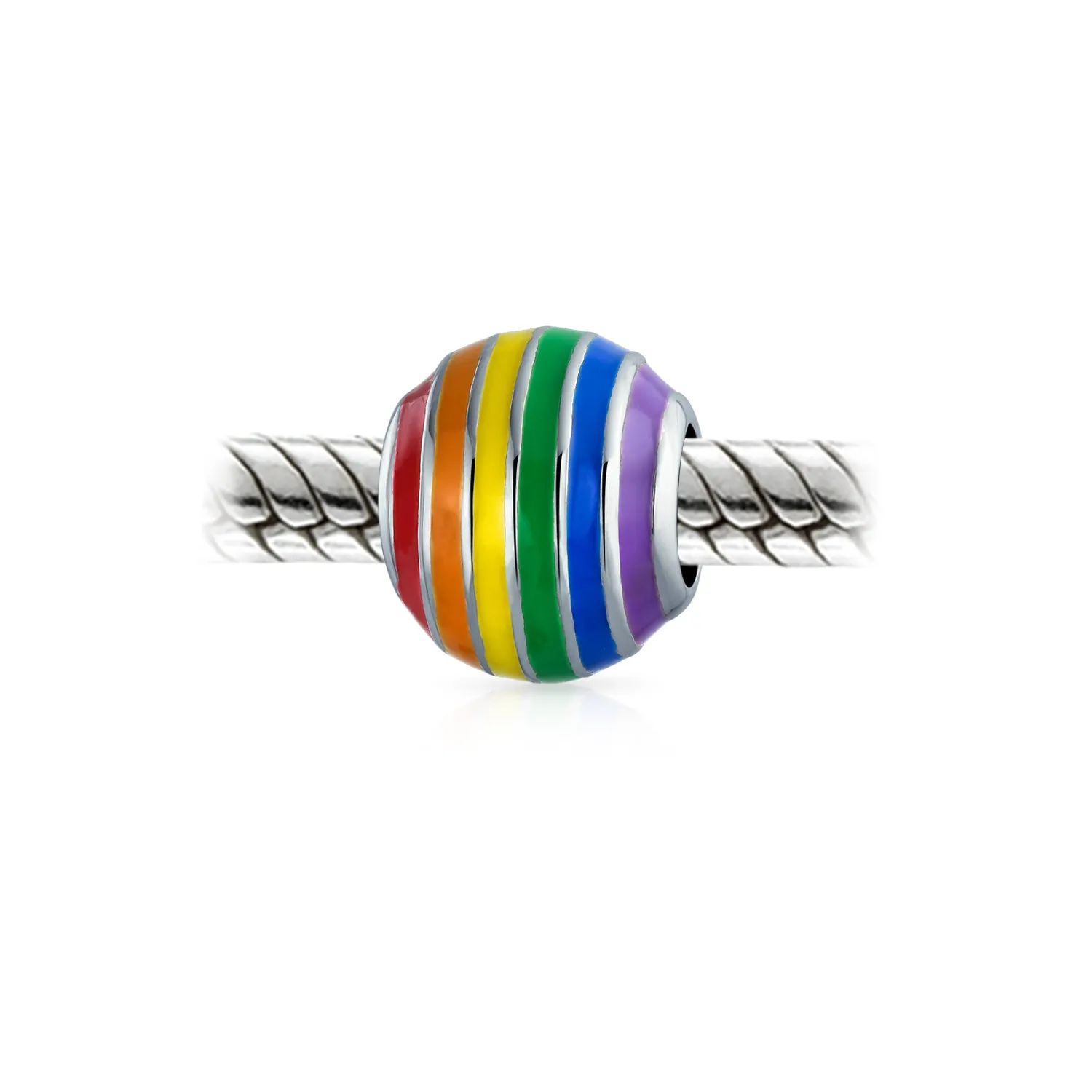 Enamel Crystal Inspirational LGBTQ Charm Bead Rainbow Gay Pride Rights Symbol