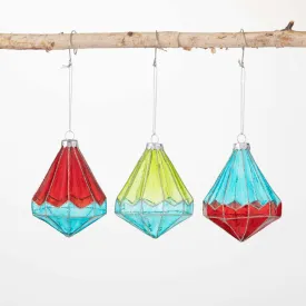 Faceted Colored Ornament Set 3