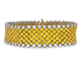 Fancy Vivid Yellow Diamond Mesh Bracelet, 28.40 Carats