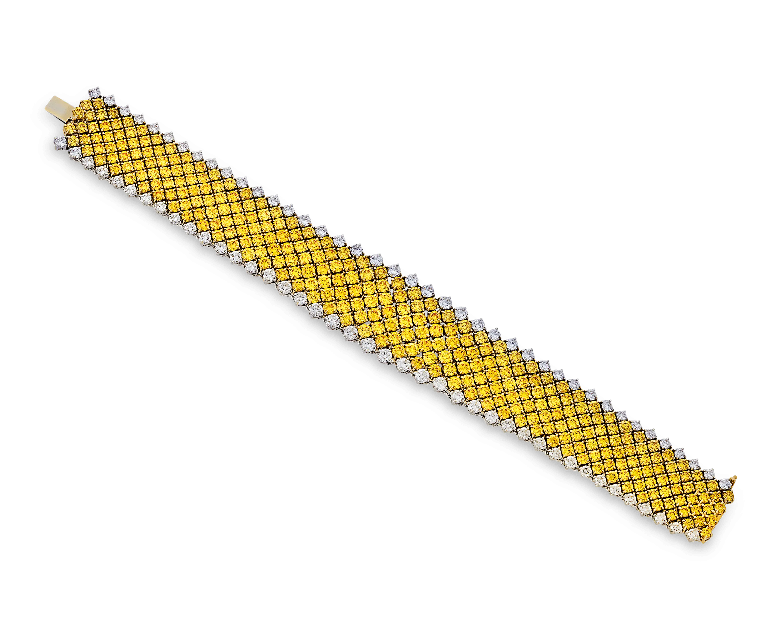 Fancy Vivid Yellow Diamond Mesh Bracelet, 28.40 Carats