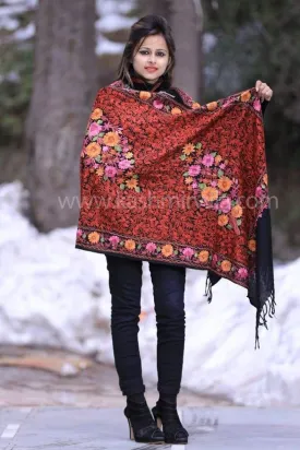 Fascinating Black Colour Kashmiri Aari Work Stole