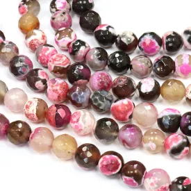 Fire Agate Round 8mm Black and Pink - 40cm Strand