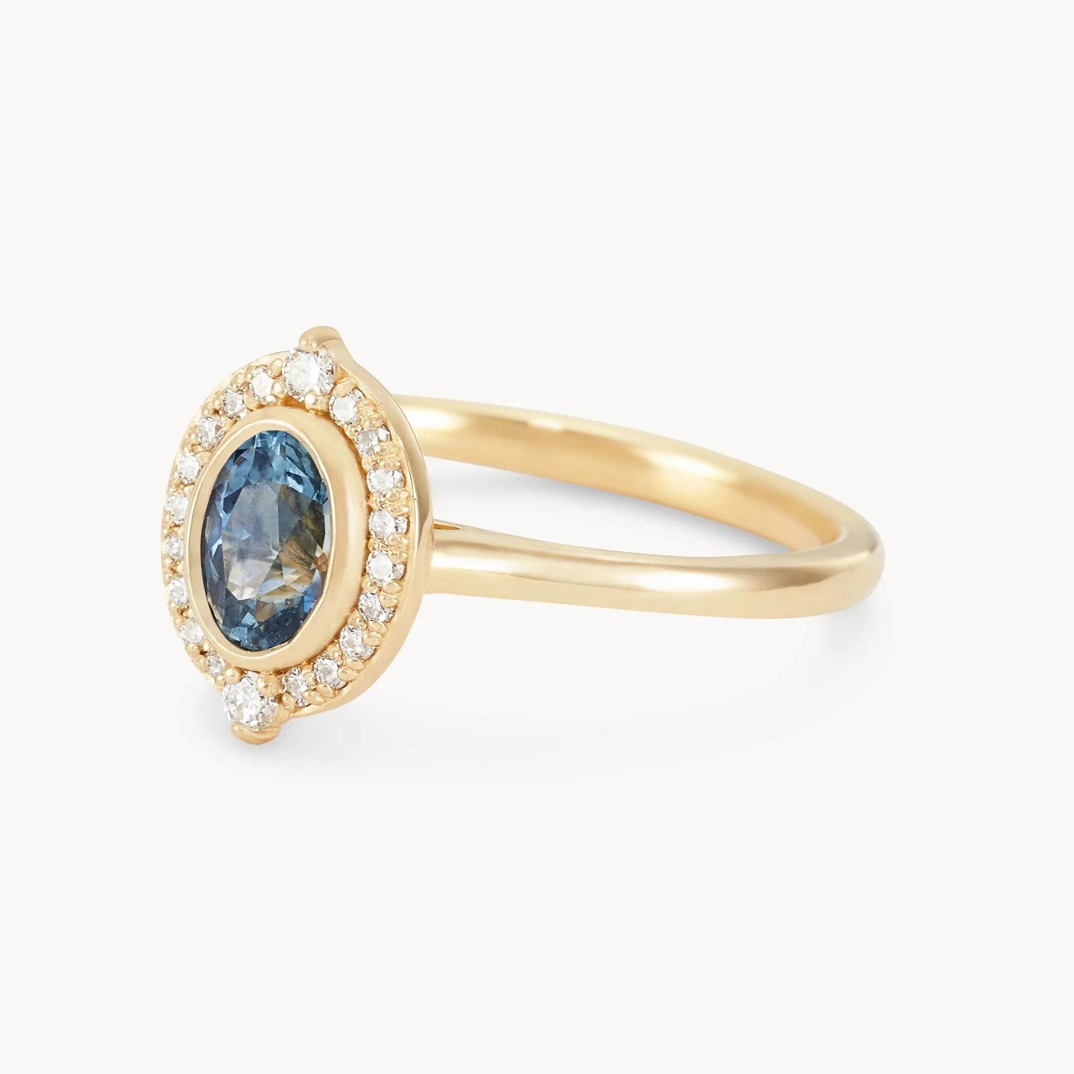 forever captivated one-of-a-kind - 14k yellow gold, blue oval sapphire, white diamonds