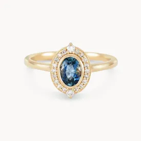 forever captivated one-of-a-kind - 14k yellow gold, blue oval sapphire, white diamonds