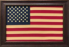 Framed American Flag | Real Cotton Cloth Embroidered Flag | 30L X 42W" Inches